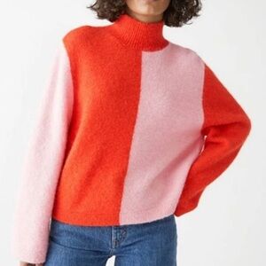 & other stories two tone mock neck sweater